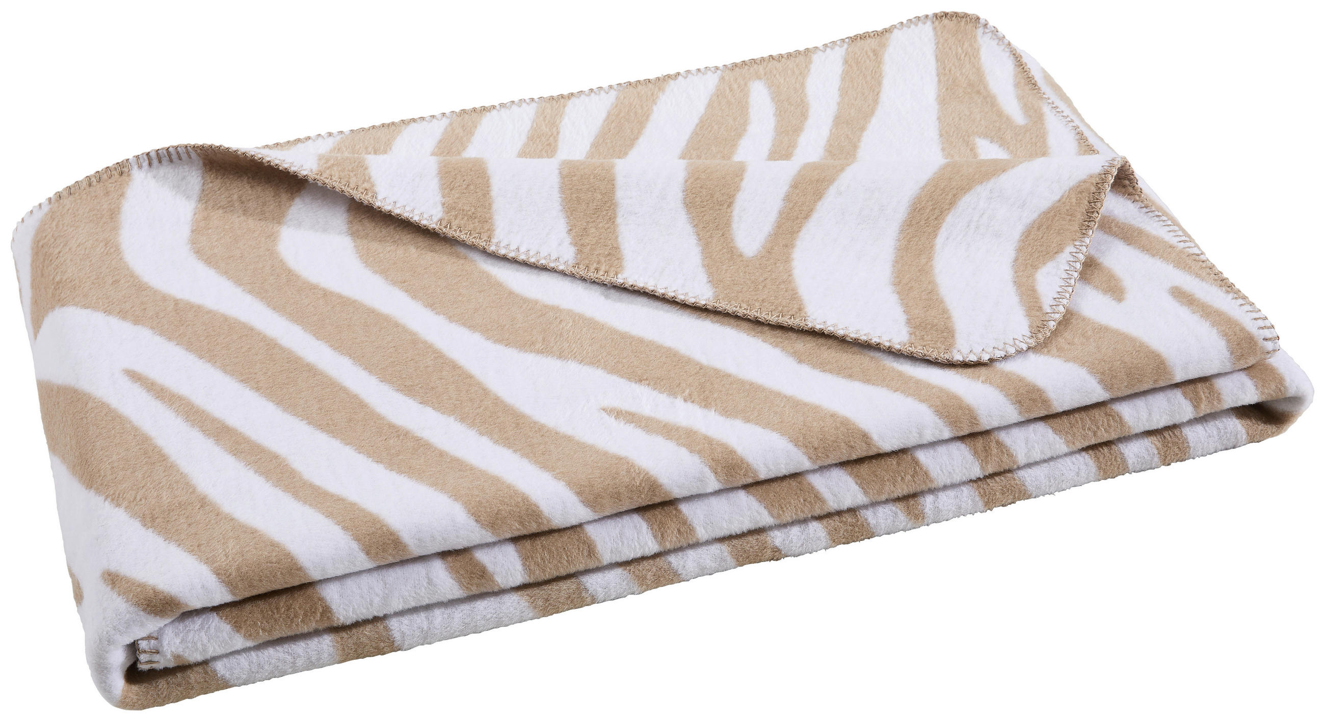 Dieter Knoll Wohndecke Zebra Weiß, Taupe 150x200 cm