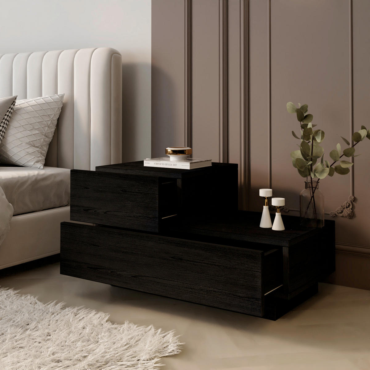 NATTDUKSBORD i svart  - svart, Design, trämaterial (70/39/30cm) - Livetastic