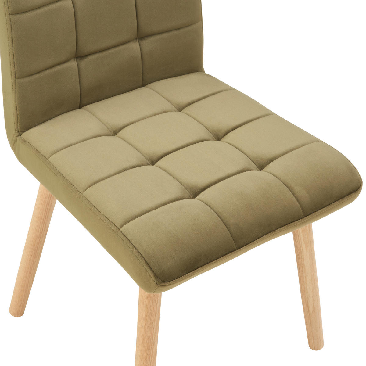 STUHL Samt Grün, Eichefarben Eiche vollmassiv  - Eichefarben/Grün, MODERN, Holz/Textil (47/89/61cm) - MID.YOU