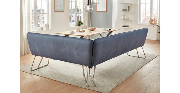 ECKBANK 284/184 cm  in Blaugrau  - Edelstahlfarben/Blaugrau, Design, Leder/Metall (284/184cm) - Dieter Knoll