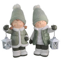 GYEREK DÍSZFIGURA - zsályazöld/fehér, Lifestyle, kő/fém (27/41/18cm) - X-Mas