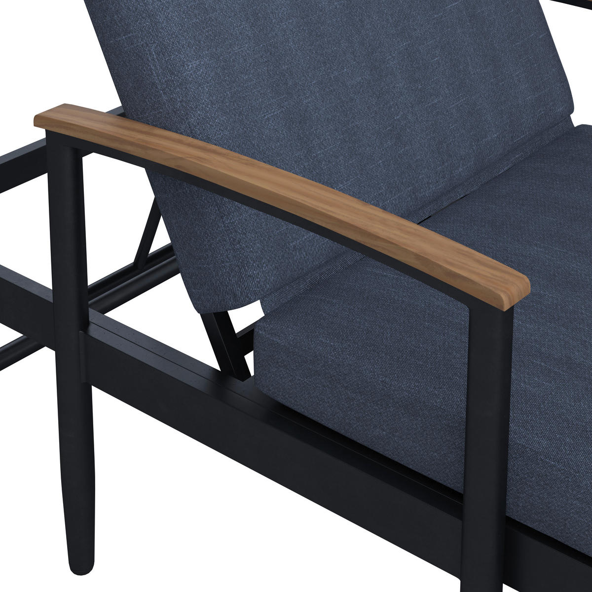 SONNENLIEGE 200/73/57 cm Teakholz  - Dunkelgrau, MODERN, Holz/Metall (200/73/57cm) - Ambia Garden