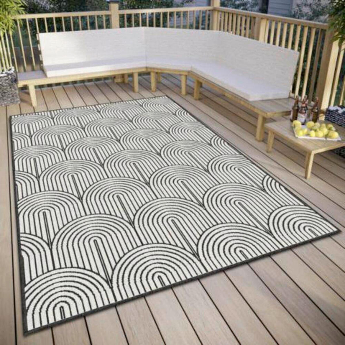OUTDOORTEPPICH 120/170 cm Pangli Schwarz, Weiß  - Schwarz/Weiß, Design, Kunststoff (120/170cm)