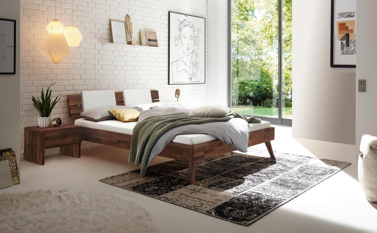 BETT 120/200 cm in Nussbaumfarben - Einrichtungsbeispiel