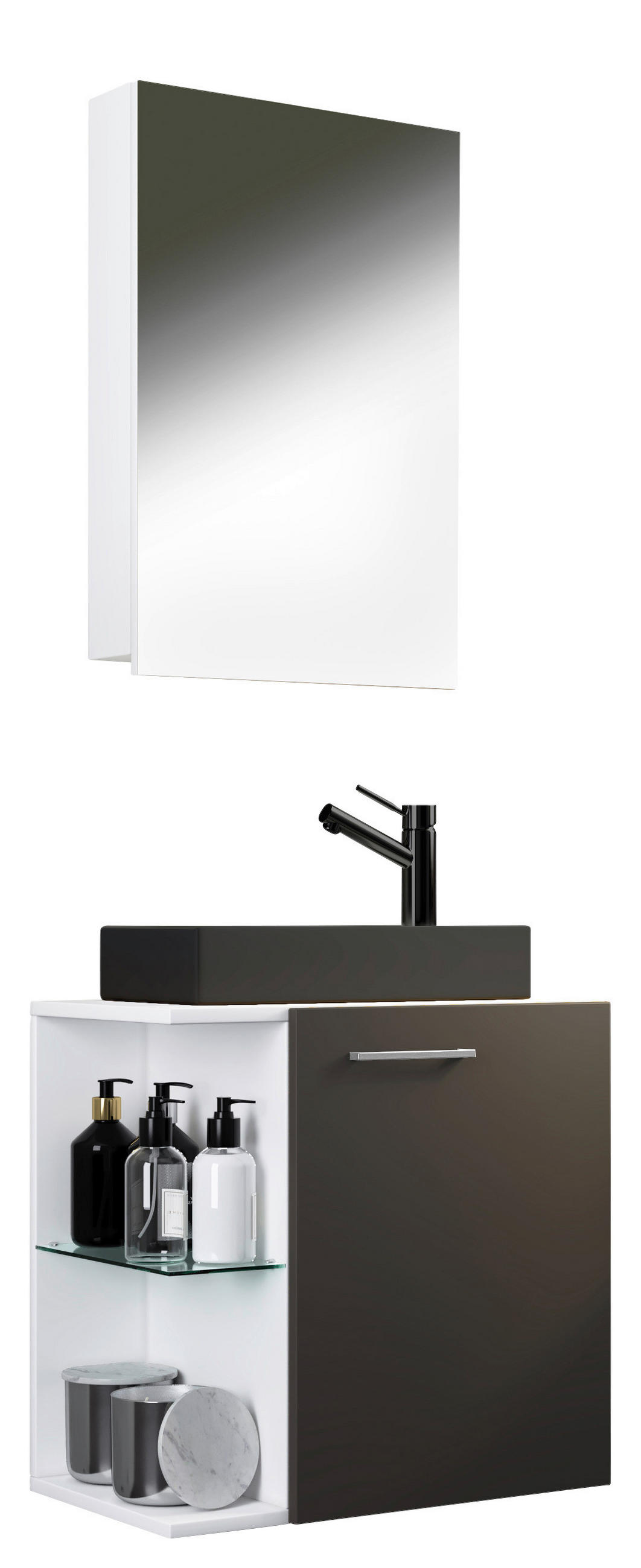 GÄSTBADRUM 52 cm  - vit/silver, Modern, metall/trämaterial (52cm) - MID.YOU