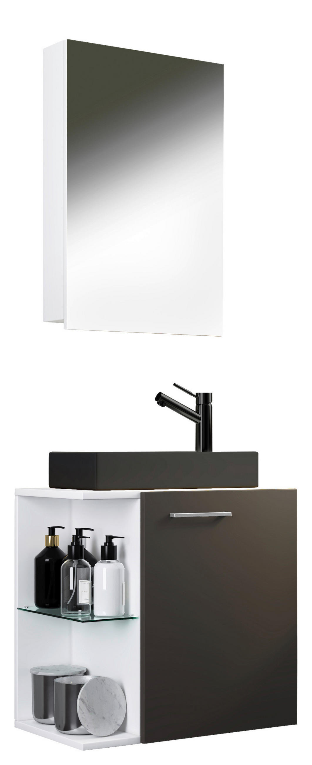 GÄSTEBAD 52 cm  - Anthrazit/Silberfarben, MODERN, Glas/Keramik (52cm) - MID.YOU