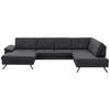 WOHNLANDSCHAFT in Lederlook, Mikrofaser Grau  - Schwarz/Grau, Design, Textil/Metall (179/343/220cm) - Beldomo System