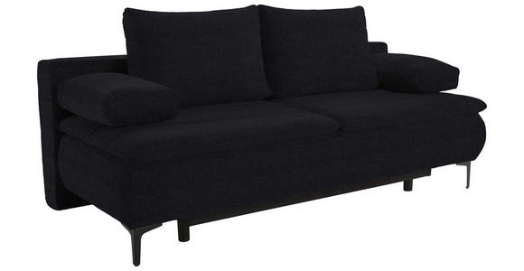 BOXSPRINGSOFA Flachgewebe Schwarz - Schwarz, KONVENTIONELL, Textil/Metall (204/93/100cm) - Novel