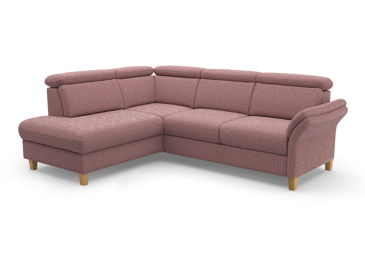 ECKSOFA Chenille Aubergine  - Eichefarben/Aubergine, Konventionell, Holz/Textil (193/247cm) - Sit & More