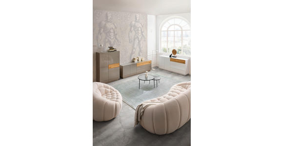 LOWBOARD Taupe, Eichefarben 207/69/42 cm - Taupe/Eichefarben, Design, Glas/Holz (207/69/42cm) - Novel