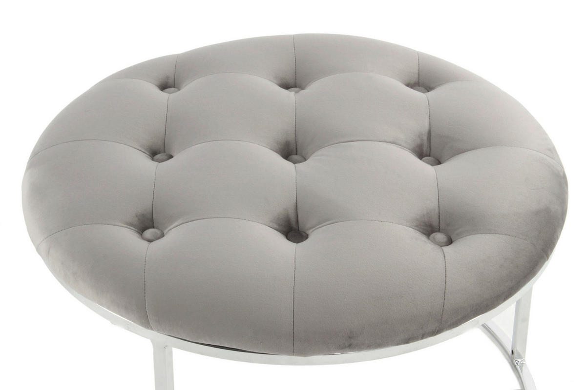 HOCKERSET Grau, Silberfarben  - Silberfarben/Grau, Design, Textil/Metall (40+60cm) - Kayoom