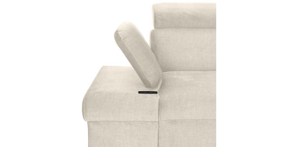 ECKSOFA Greige Flachgewebe Rücken echt, Kopfteilverstellung, Sitzvorzug  - Greige/Schwarz, MODERN, Textil/Metall (258/210cm) - Landscape