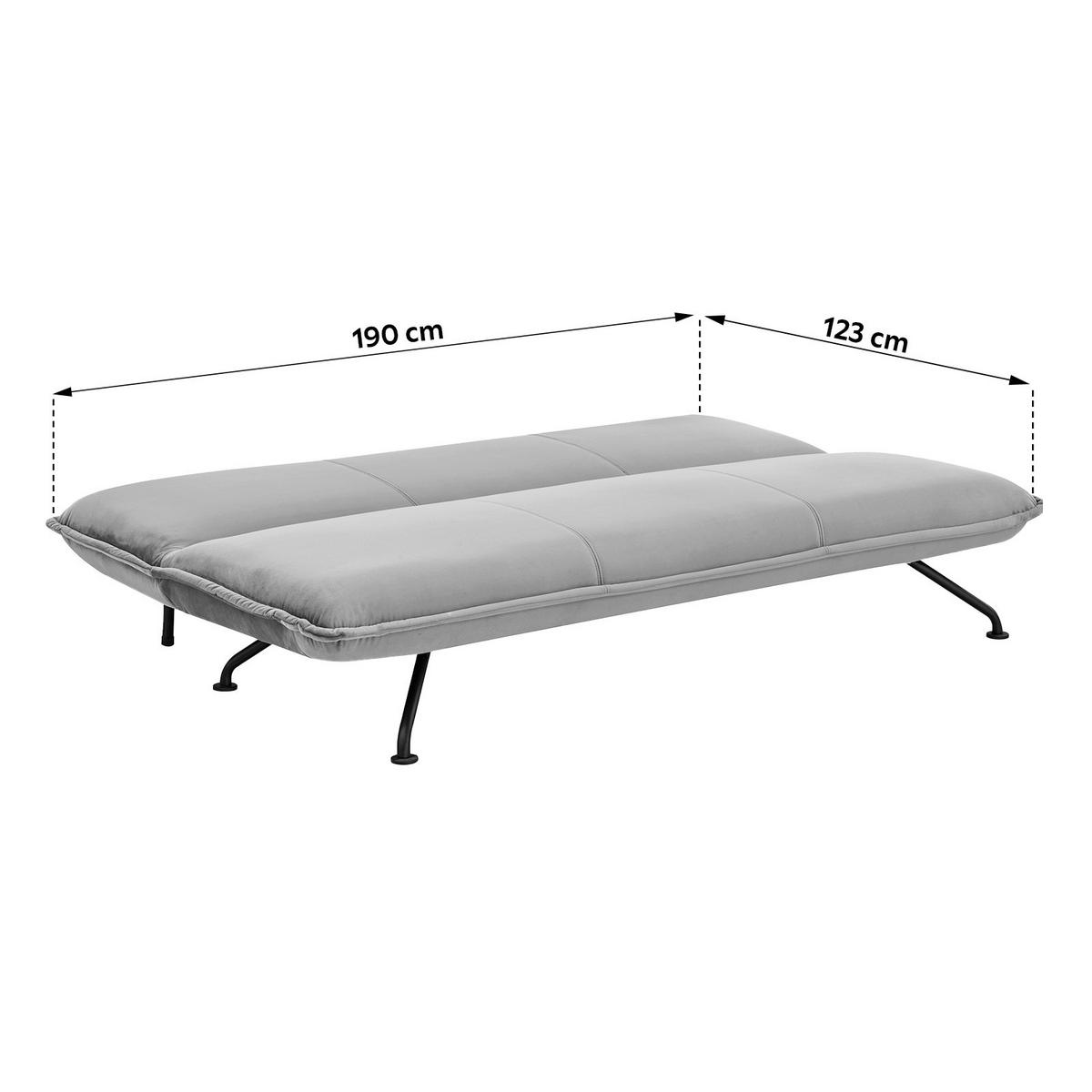 SCHLAFSOFA in Velours Grau  - Schwarz/Grau, MODERN, Textil/Metall (190/75/89cm) - MID.YOU