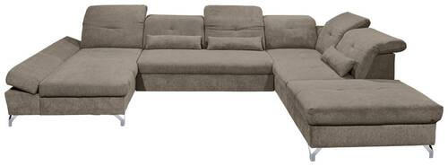 WOHNLANDSCHAFT in Mikrovelours Graubraun  - Graubraun/Silberfarben, MODERN, Textil/Metall (168/350/245cm) - MID.YOU