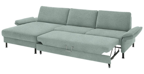 ECKSOFA  in Chenille, Flachgewebe Mintgrün  175/316 cm  - Schwarz/Mintgrün, Design, Textil/Metall (175/316cm) - Dieter Knoll