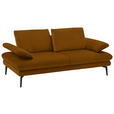 2,5-SITZER in Velours Cognac  - Cognac/Beige, Design, Textil/Metall (196/89/104cm) - Dieter Knoll