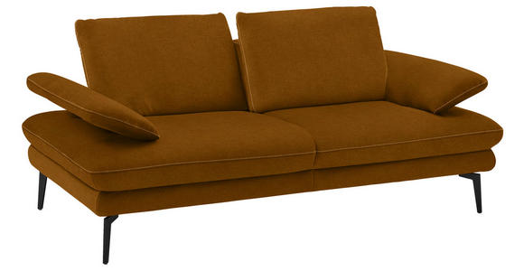 2,5-SITZER in Velours Cognac - Cognac/Beige, Design, Textil/Metall (196/89/104cm) - Dieter Knoll
