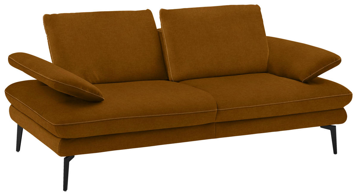 2,5-SITZER in Velours Cognac  - Cognac/Beige, Design, Textil/Metall (196/89/104cm) - Dieter Knoll