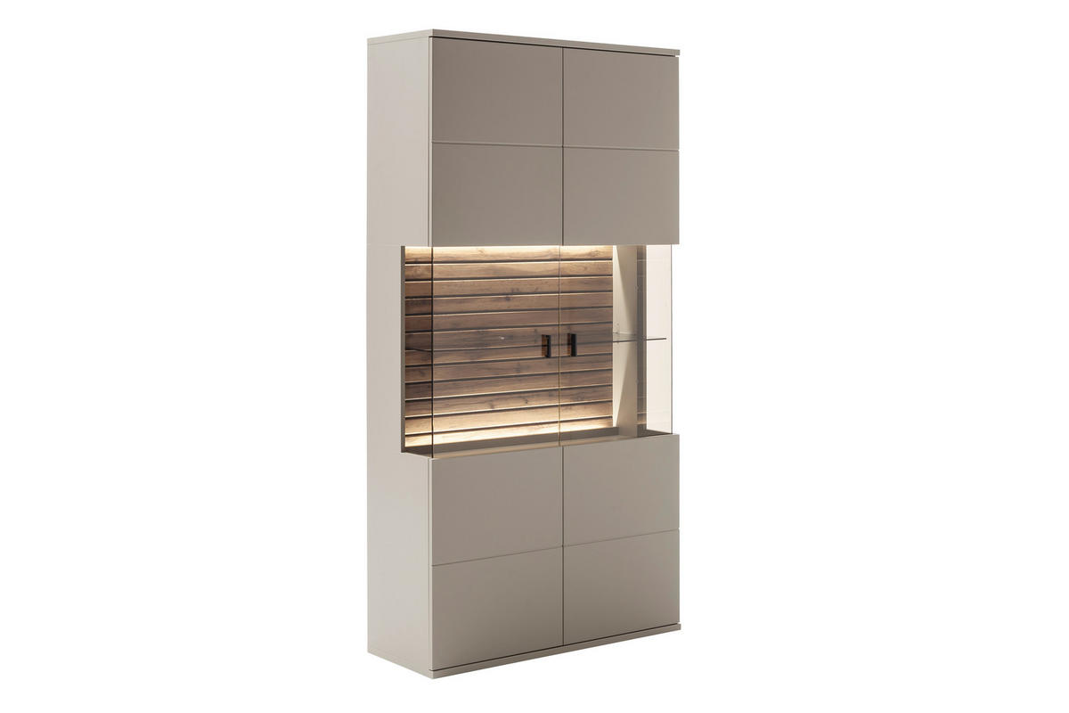 WOHNWAND 3-teilig  in  320/199/50 cm    - Anthrazit, Design, Glas/Holzwerkstoff (320/199/50cm) - Livetastic