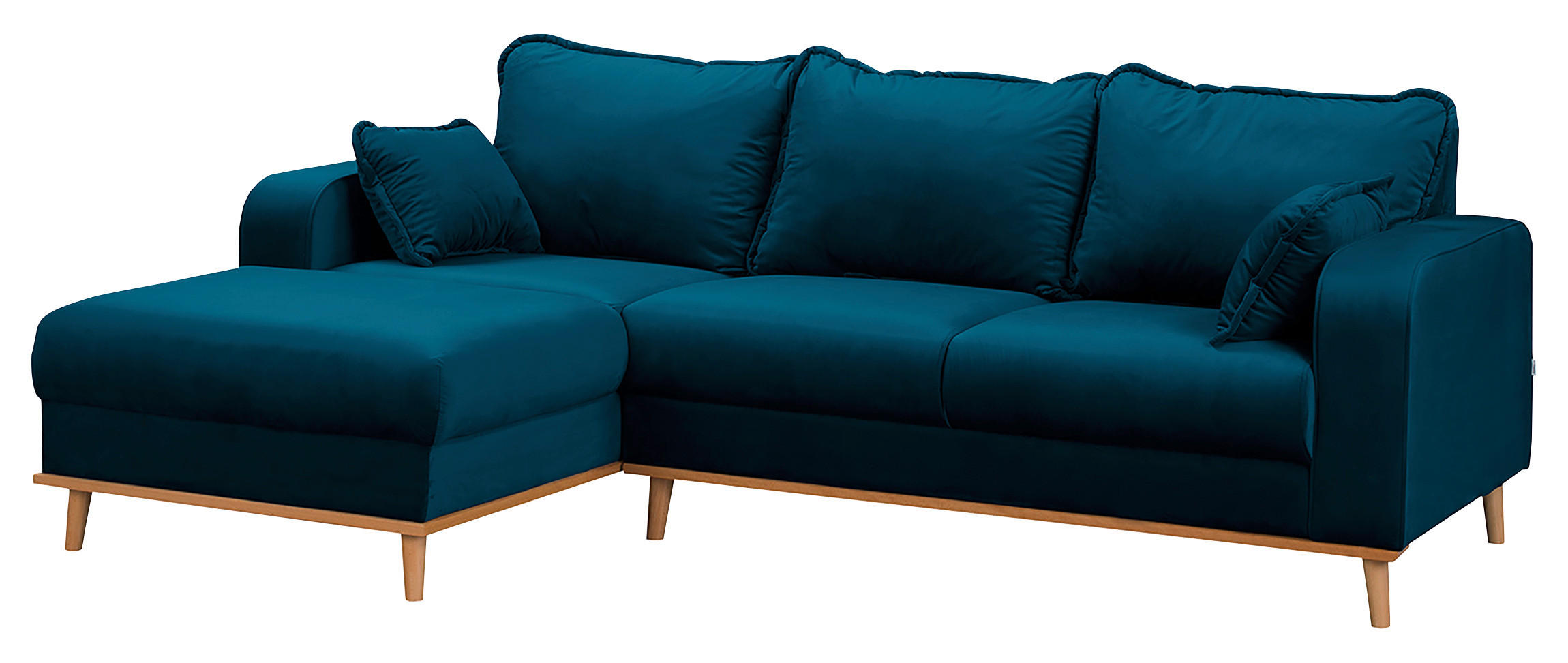 ECKSOFA in Mikrofaser Blau  150/230 cm  - Wengefarben/Blau, Design, Holz/Textil (150/230cm) - Livetastic