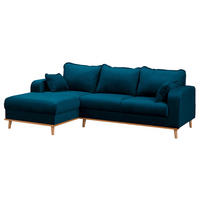 ECKSOFA in Mikrofaser Blau  150/230 cm  - Wengefarben/Blau, Design, Holz/Textil (150/230cm) - Livetastic