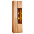 VITRINE Bastia in furniert, massiv, teilmassiv Wildeiche Eichefarben  - Dunkelgrau/Eichefarben, KONVENTIONELL, Glas/Holz (60/204/38cm) - Cantus