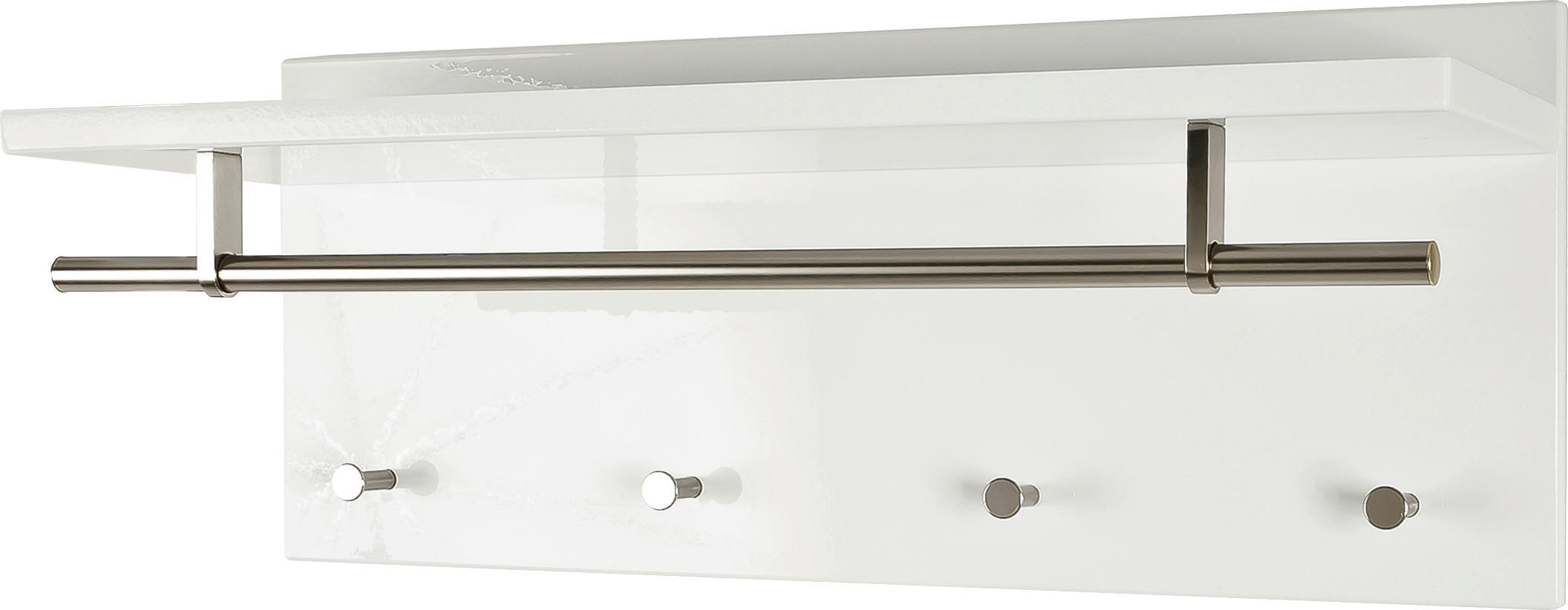 STENSKI OBEŠALNIK - barve kroma/bela, Basics, kovina/les (75/30/26cm) - Carryhome