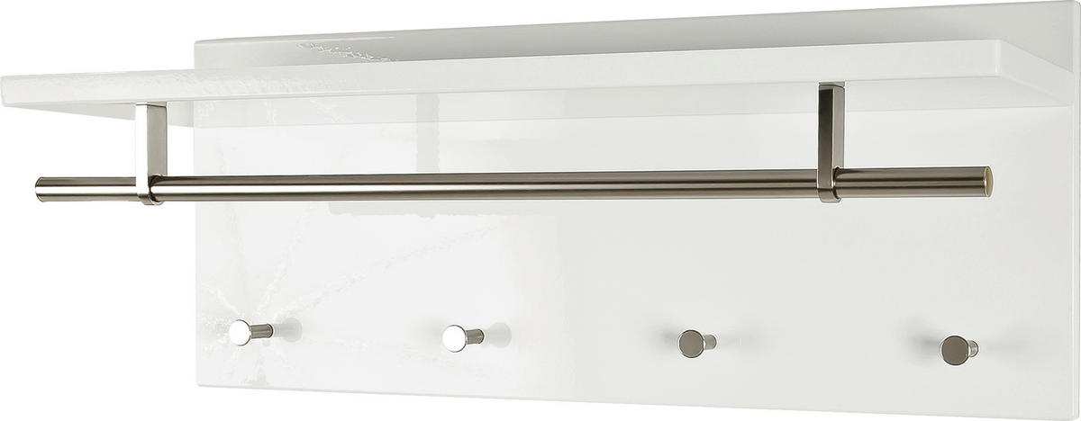 STENSKI OBEŠALNIK - barve kroma/bela, Basics, kovina/les (75/30/26cm) - Carryhome