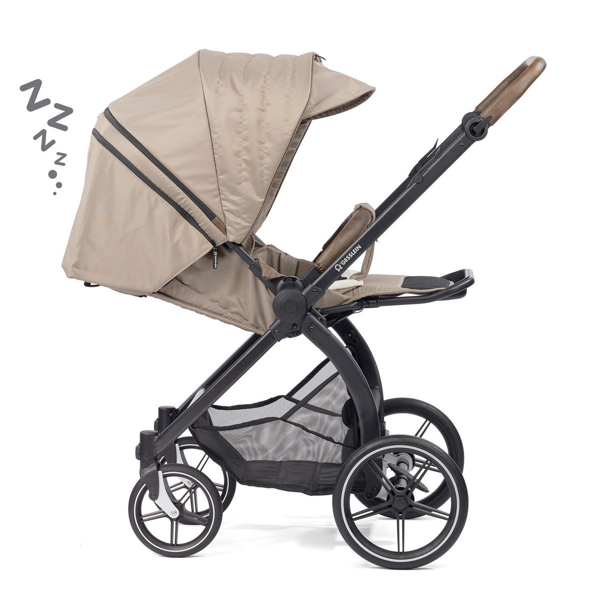 KOMBIKINDERWAGEN FX4 Swing Set  - Schwarz/Braun, Basics, Metall (100/55/130cm) - Gesslein