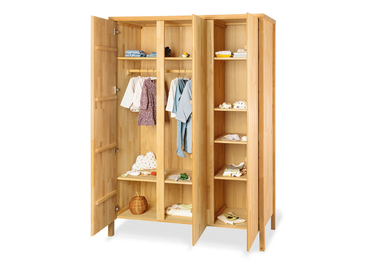 BABYKLEIDERSCHRANK ENNO  - Buchefarben, Natur, Holz (140/194/52cm) - Pinolino