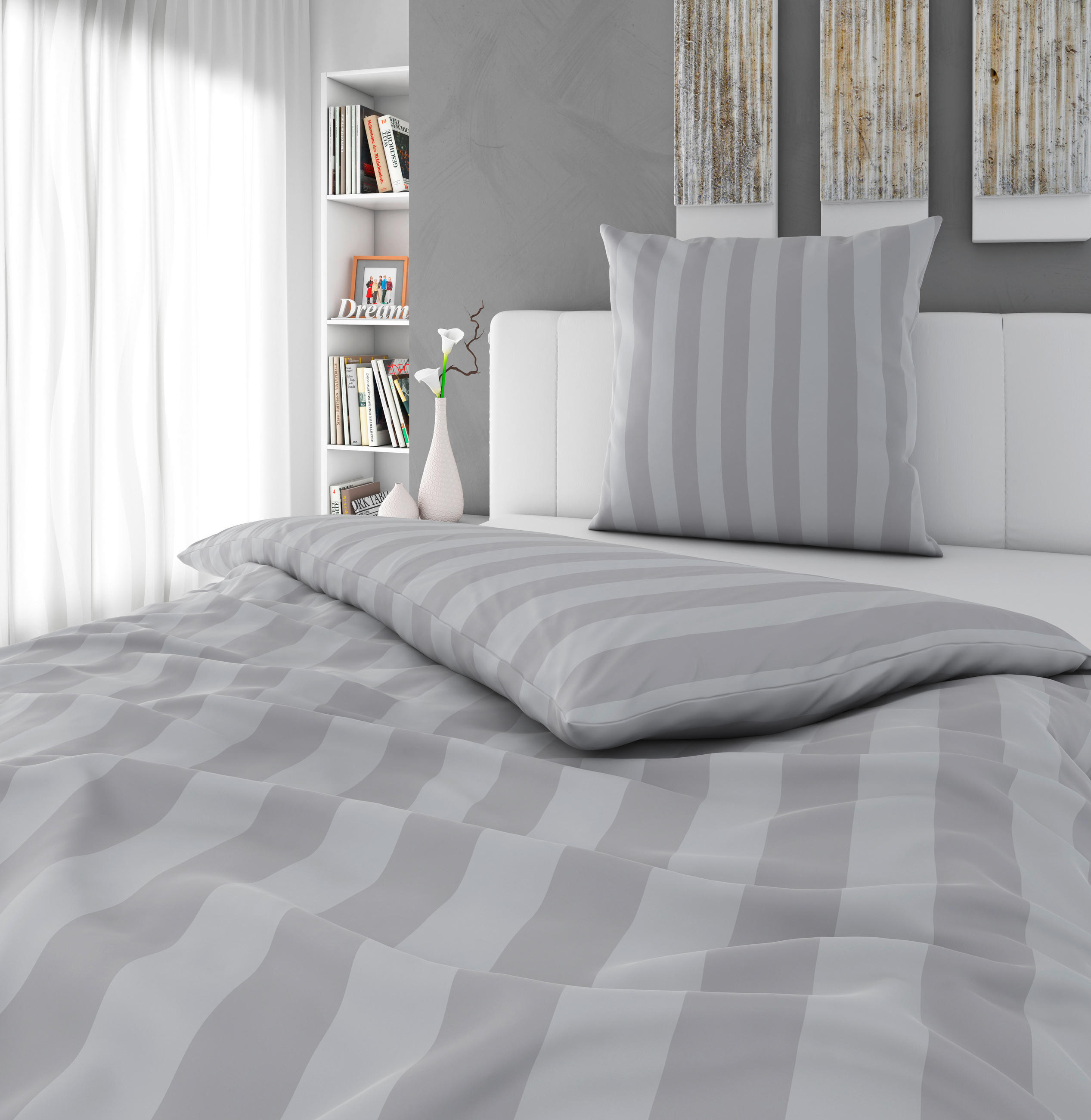 BETTWÄSCHE Dobby Satin 135/200 cm  - Silberfarben, KONVENTIONELL, Textil (135/200cm) - Novel