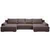 WOHNLANDSCHAFT Graubraun Cord  - Chromfarben/Graubraun, KONVENTIONELL, Kunststoff/Textil (180/376/180cm) - Carryhome