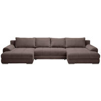 WOHNLANDSCHAFT Graubraun Cord  - Chromfarben/Graubraun, KONVENTIONELL, Kunststoff/Textil (180/376/180cm) - Carryhome