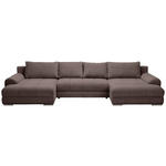 WOHNLANDSCHAFT in Cord Graubraun  - Chromfarben/Graubraun, KONVENTIONELL, Kunststoff/Textil (180/376/180cm) - Carryhome