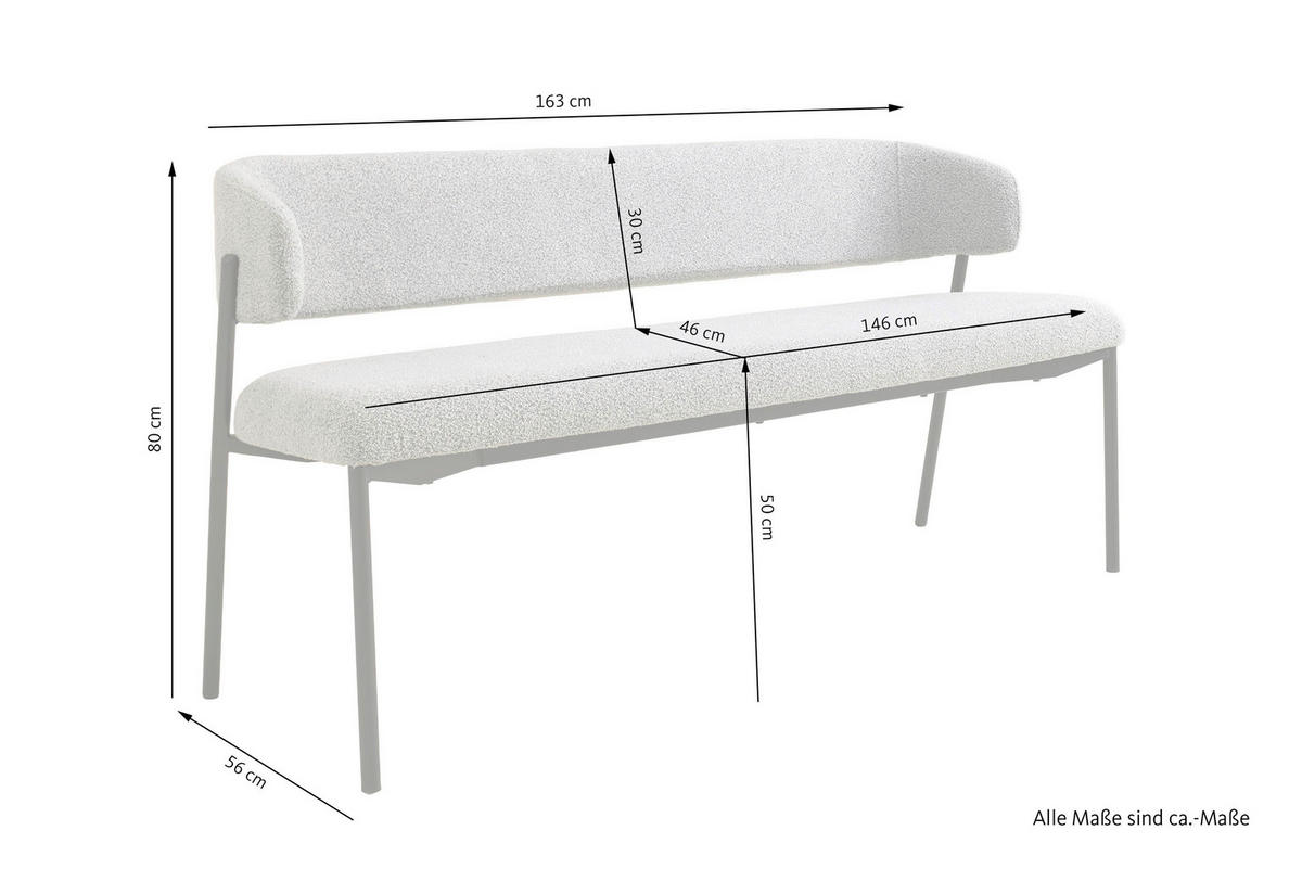 SITZBANK in Metall, Textil Grau  - Grau, MODERN, Textil/Metall (163/80/56cm) - Schöner Wohnen