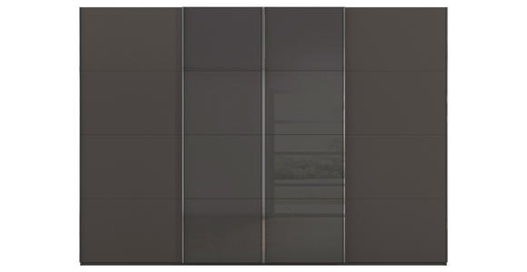 SCHWEBETÜRENSCHRANK 316/223/68 cm 4-türig Graphitfarben, Schwarz - Chromfarben/Graphitfarben, KONVENTIONELL, Glas/Holzwerkstoff (316/223/68cm) - Novel