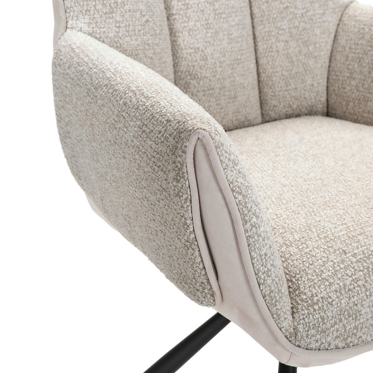 ARMLEHNSTUHL  Wippfunktion, Sitzfläche 360° drehbar, automatische Rückholfunktion Chenille, Mikrofaser  Beige  - Beige/Schwarz, Design, Textil/Metall (62/87/64cm) - Novel