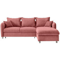 ECKSCHLAFSOFA in Cord Koralle  - Chromfarben/Koralle, Modern, Textil/Metall (254/160cm) - Livetastic