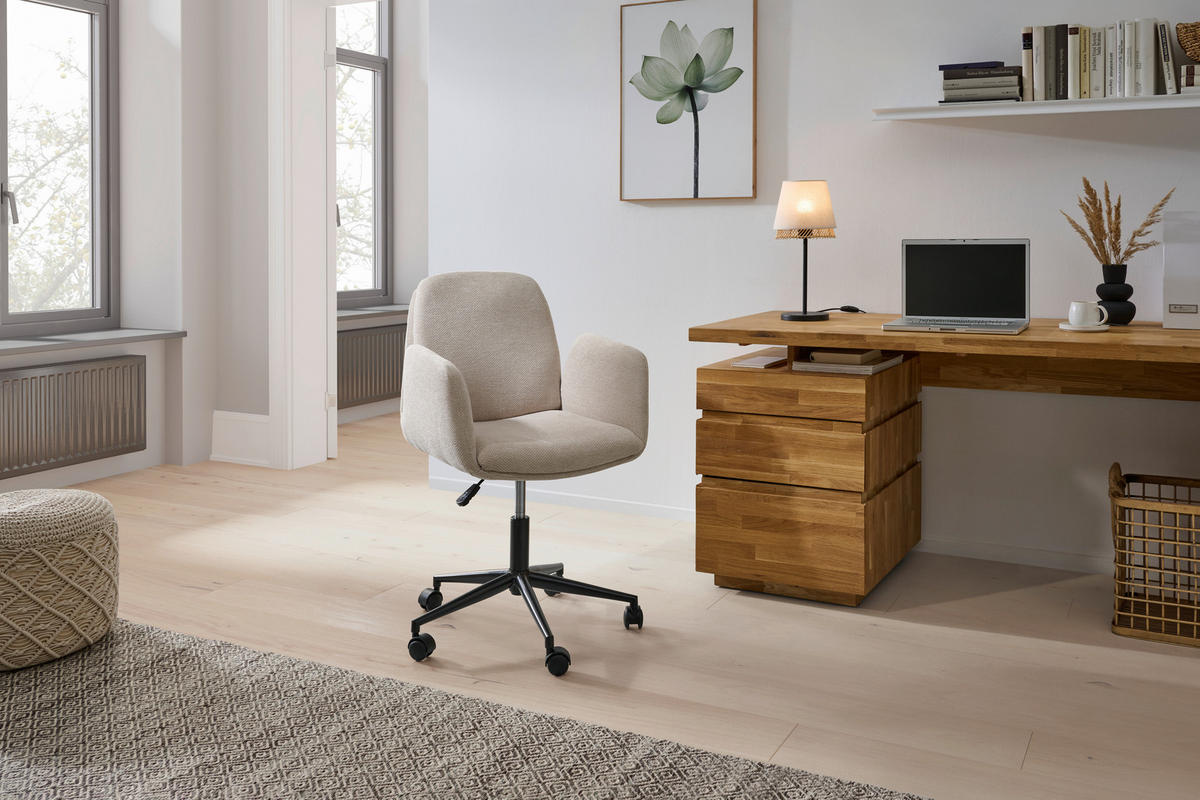 DREHSTUHL  in Webstoff Beige  - Beige/Schwarz, MODERN, Kunststoff/Textil (55/85-95/60cm) - MID.YOU