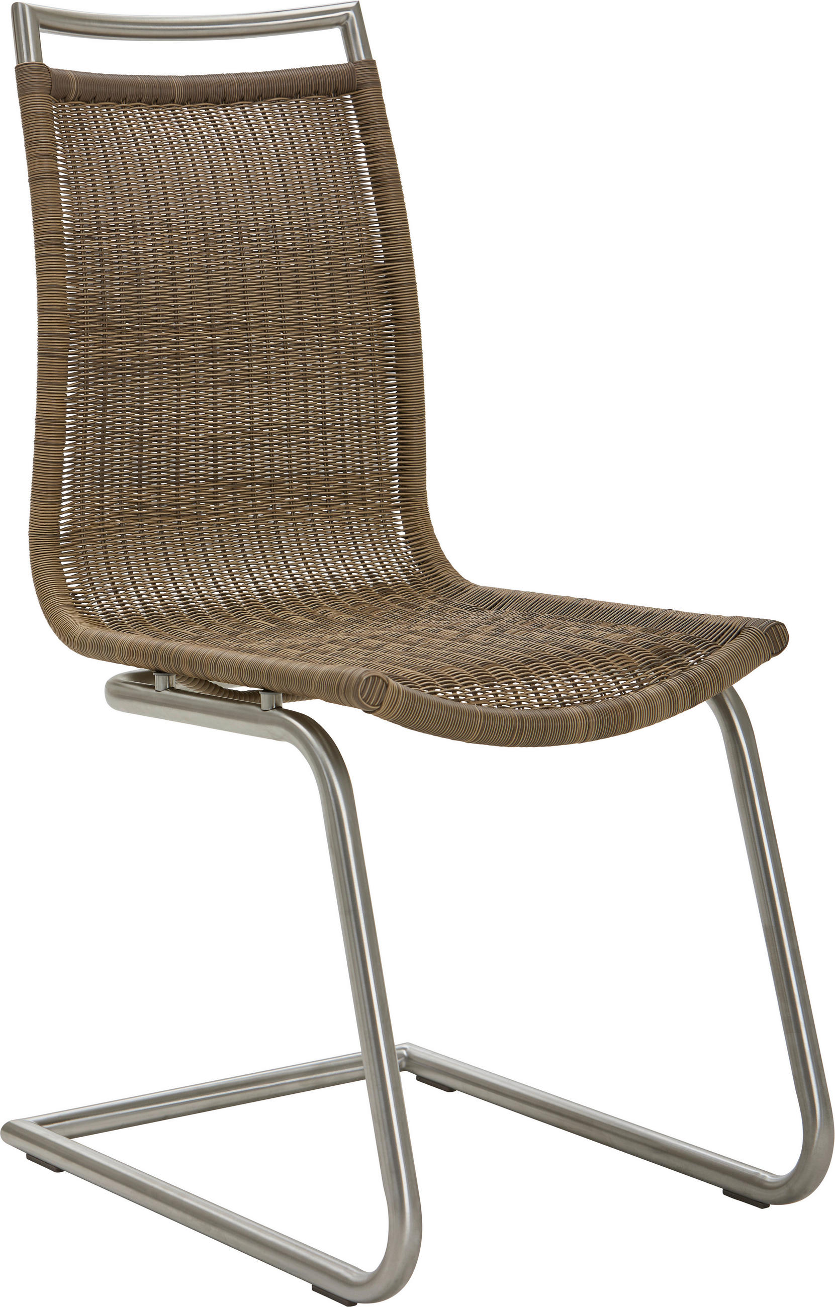 SCHWINGSTUHL  in Edelstahl, Stahl matt, Struktur  - Hellbraun/Edelstahlfarben, Design, Kunststoff/Metall (44/96/64cm) - Valdera