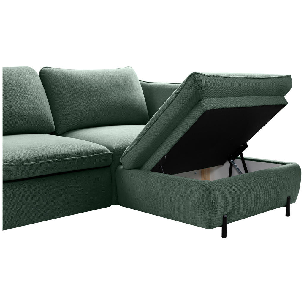 Thumbnail - Mid.you Ecksofa, Grün, Textil, 4-Sitzer, Füllung: Silikon, seitenverkehrt montierbar, L-Form, 262x178 cm, Stoffauswahl, ...