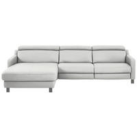ECKSOFA in Echtleder Hellgrau  - Hellgrau/Schwarz, Design, Leder/Metall (176/291cm) - Valdera