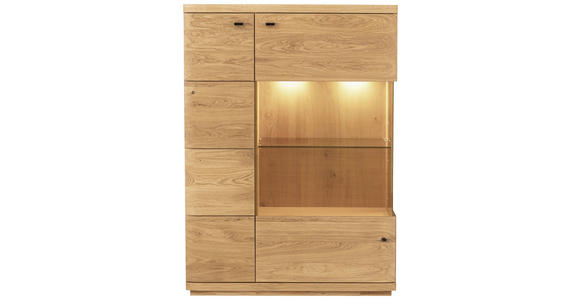 HIGHBOARD 99/141/38 cm  - Eichefarben/Schwarz, Natur, Glas/Holz (99/141/38cm) - Linea Natura