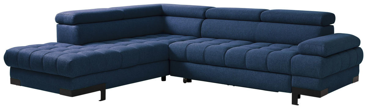 ECKSOFA in Webstoff Dunkelblau  - Schwarz/Dunkelblau, Design, Textil/Metall (223/263cm) - Welnova