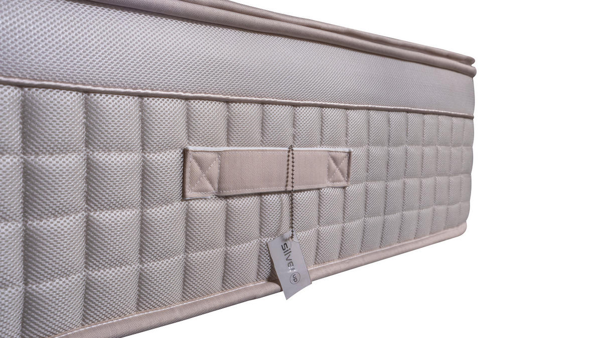 TASCHENFEDERKERNMATRATZE SILVER UP JUMBO EUROTOP 160/210 cm H4 + H4 = sehr fest  - Weiss/Beigebraun, Basics, Textil (160/210cm) - Livetastic
