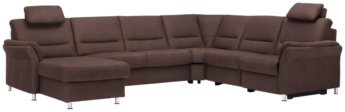 WOHNLANDSCHAFT in Mikrofaser Braun  - Alufarben/Braun, Konventionell, Textil/Metall (173/330/262cm) - Beldomo System