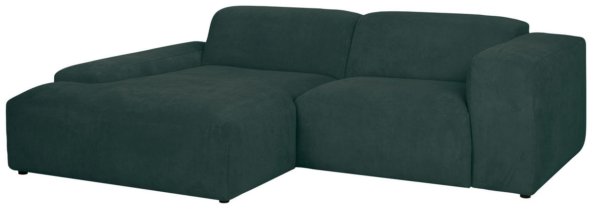 ECKSOFA HANNAH Grün Cord  - Schwarz/Grün, Design, Kunststoff/Textil (170/252cm) - MID.YOU