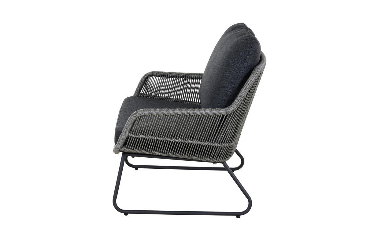 LOUNGEGARNITUR 4-teilig   145/76/73,5 cm Aluminium  - Grau, Basics, Kunststoff/Textil (145/76/73,5cm) - Siena Garden