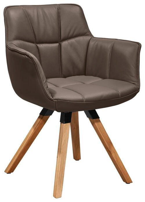 ARMLEHNSTUHL in Echtleder pigmentiert - Eichefarben/Dunkelbraun, Design, Leder/Holz (67/82/60cm) - Musterring