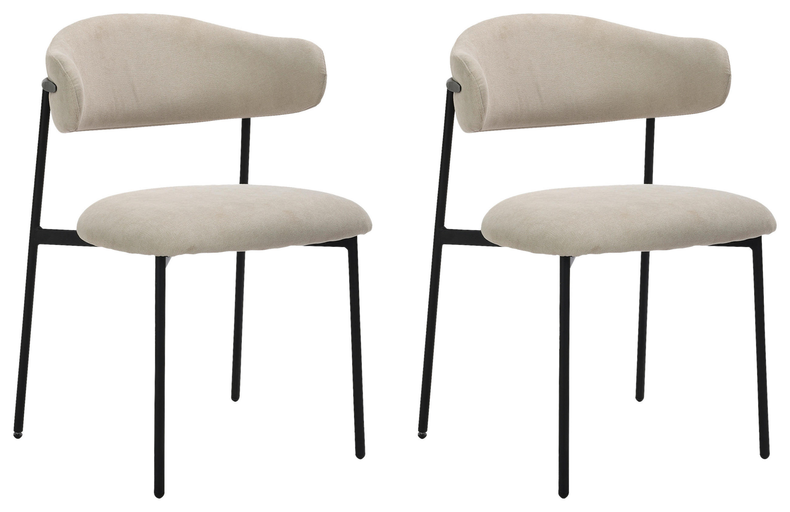 STUHL-SET 2 Stück  in Stahl Webstoff Metall, Textil  - Taupe/Schwarz, Design, Textil/Metall (58/78/54,5cm) - MID.YOU